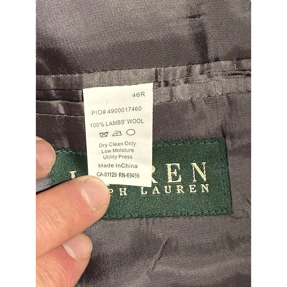 Lauren Ralph‎ Lauren Sport Coat Blazer 46R Brown Lambswool Houndstooth Jacket